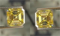 Asscher Cut Lab Created Yellow Diamond Pair