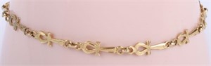 18K YELLOW GOLD EGYPTIAN ANKH UNISEX BRACELET