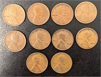 Lot of 10 Lincoln Wheat Pennies 1910-1928