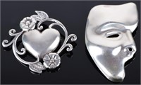STERLING & MEXICAN STERLING SILVER ART BROOCHES