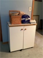 Sewing table with supplies