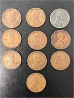 Lot of 10 Lincoln Wheat Pennies 1919-1943