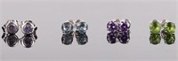 14K WHITE GOLD GEMSTONE LADIES STUD EARRINGS