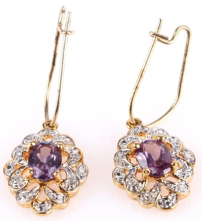 PURPLE SAPPHIRE STERLING SILVER LADIES EARRINGS