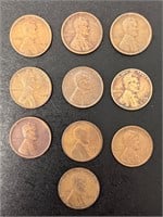 Lot of 10 Lincoln Wheat Pennies 1909-1936