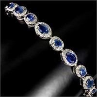 Natural Oval Blue Sapphire Bracelet
