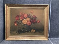 L Jambor Bouquet Wall Art with Gold Toned Frame