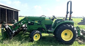 John Deere 4044M Tractor with Grapple, 799 Hours