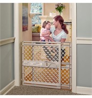 Northstates plastic baby gate in sand color