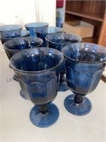 Box 0f 8 colonial blue wine glasses