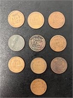 Lot of 10 Lincoln Wheat Pennies 1913-1936
