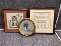 Cross Stitch and Floral Sketch Wall Art Bundle