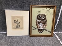 Signed Angel and Owl Wall Art Bundle