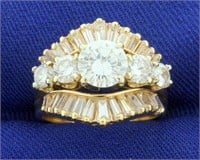 2.75ct TW Round and Baguette Diamond Engagement Ri