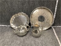Silver Plate Platter and Dish Bundle