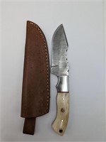 White Damascus Steel Hunting Knife