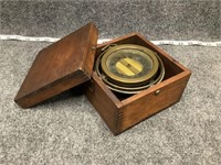 Nautical Barometer/Compass in Wooden Box