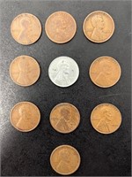 Lot of 10 Lincoln Wheat Pennies 1910-1943