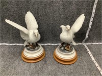 Andrea White Dove Figurines with Display Stands