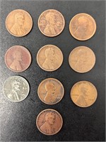 Lot of 10 Lincoln Wheat Pennies 1913-1943