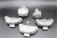 Cadot, E & Co. Pewter Ice Cream Molds - 5 Fruits