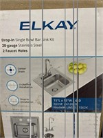 Elkay drop in single bowl bar sink kit 20 gauge