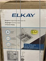 Elkay drop in single bowl bar sink kit 20 gauge