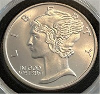 Replica of a Mercury Dime 1-Oz Silver Round