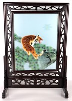 VINTAGE CHINESE TIGER TEXTILE W/ SPINNING FRAME