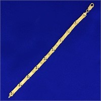 7 1/2 Inch Diamond Cut Link Bracelet in 14K Yellow
