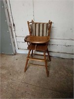 Gorgeous Vintage wooden high chair with tray and