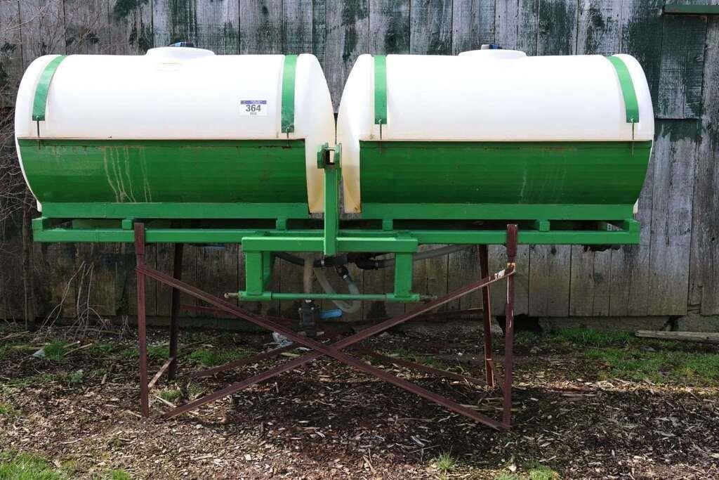 PAIR OF 200 GALLON POLY TANKS & FRAMEWORK