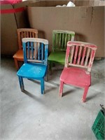 4 colorful wooden children's chairs! Each
