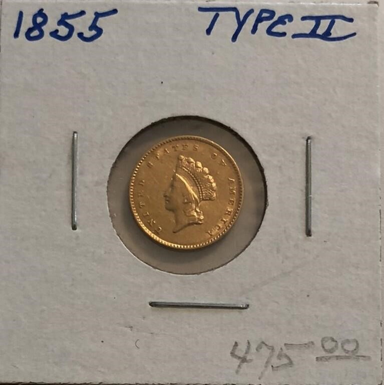 1855 Type II $1 Gold Coin