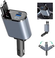 Paiholy Retractable Car Charger,4 in 1 Fast USB C