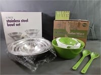 Like New 5 Piece Stainless Steel Bowl Set plus