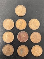 Lot of 10 Lincoln Wheat Pennies 1910-1928