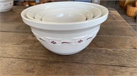 Longaberger Pottery 4 piece Mixing Bowl Set