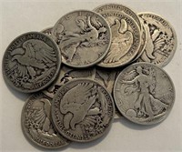 (12) Walking Liberty Halves