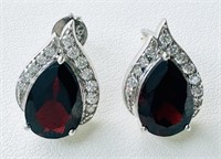 925 Sterling Silver 4.35 cts Garnet Earrings