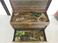 Metal tool box with misc tools