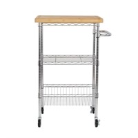 Style Selections Chrome Steel Base With Wood Top