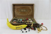 100+ Plethora Mixed Costume Jewelry & Inlaid Box