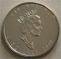 2001 Canadian 1-Oz Silver Maple Leaf