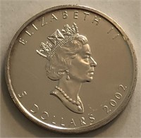 2002 Canadian 1-Oz Silver Maple Leaf