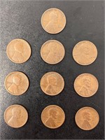 Lot of 10 Lincoln Wheat Pennies 1911-1946