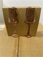 Case of 24 Rose Colored Wine Glasses, New