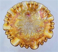 Vintage Imperial Marigold Open Rose Footed Bowl