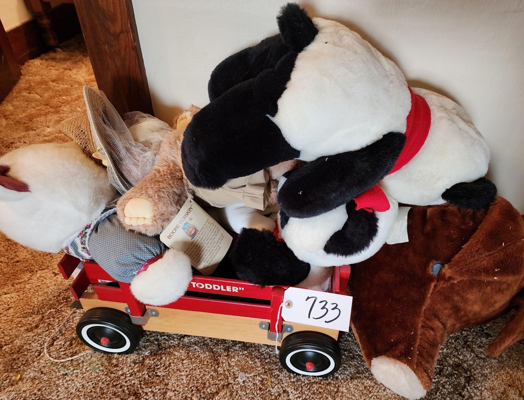 Small Radio Flyer Wagon, Stuffed Animals