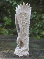 Hand Carved Antler Landing Eagle